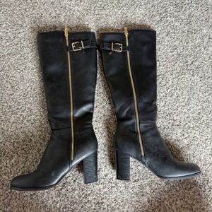 New York & Company Black Knee High Block Heel Boots NYC-W24-110 Size 8